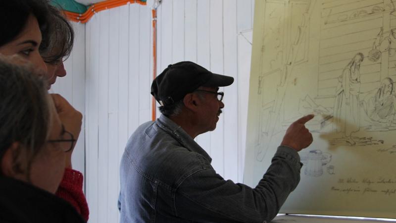 El lonko mayor del Consejo de Caciques de Chiloé, Armando Llaitureo participando de la actividad.