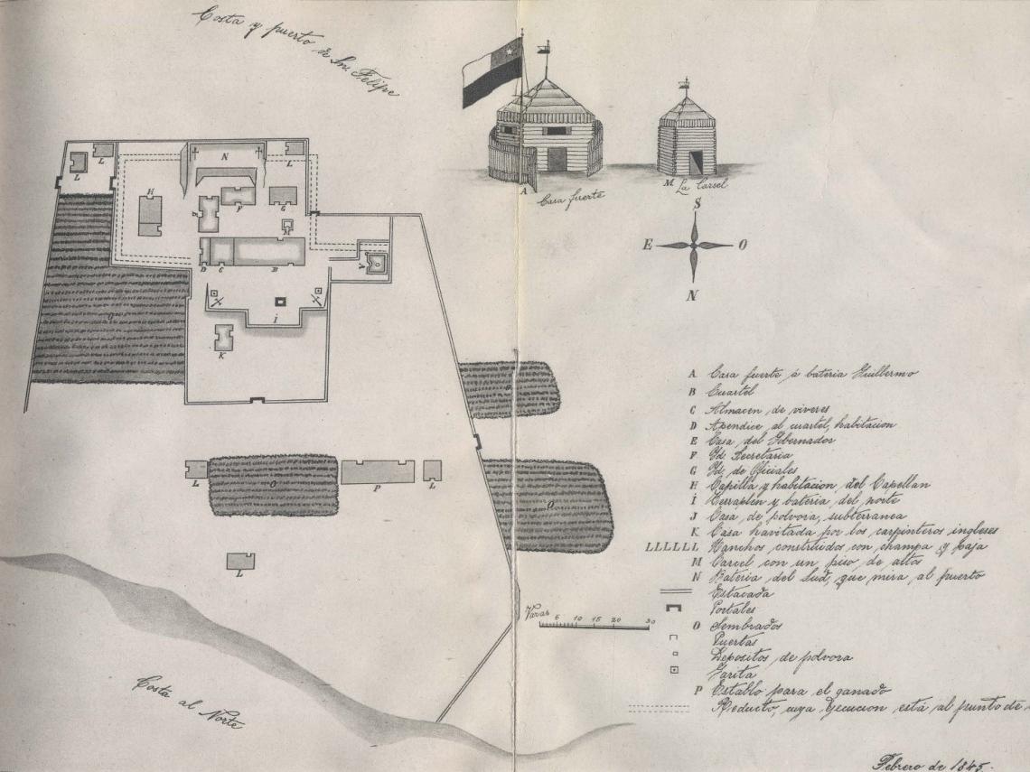 Planos del fuerte Bulnes, 1845. Fuente: memoriachilena