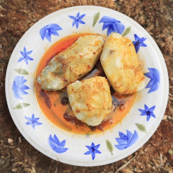 Plato de papas con color