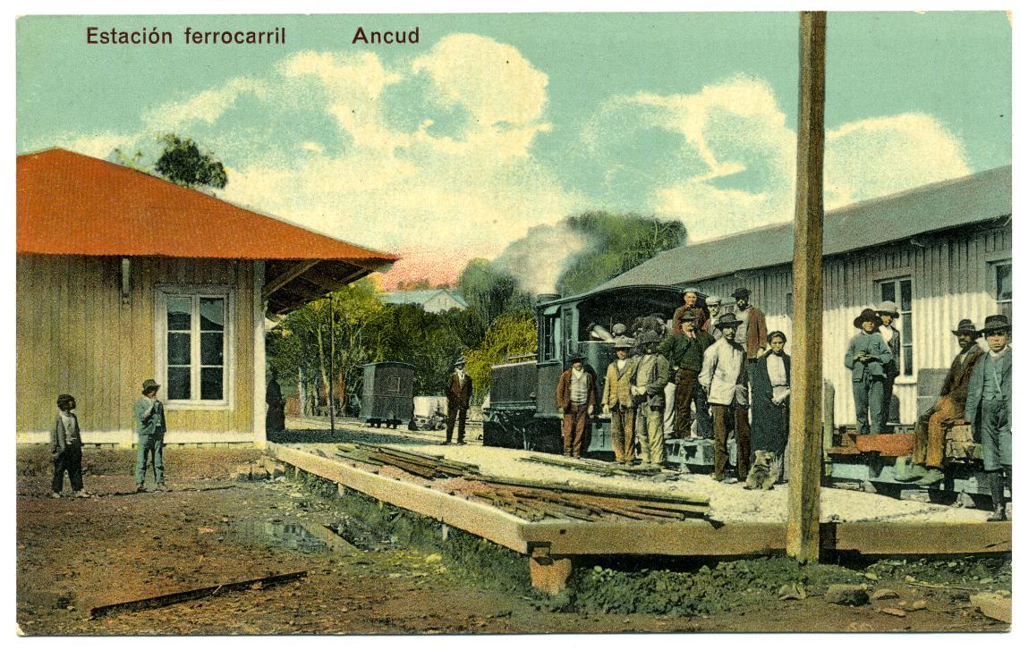 Postal de la antigua estación de ferrocarriles de Ancud