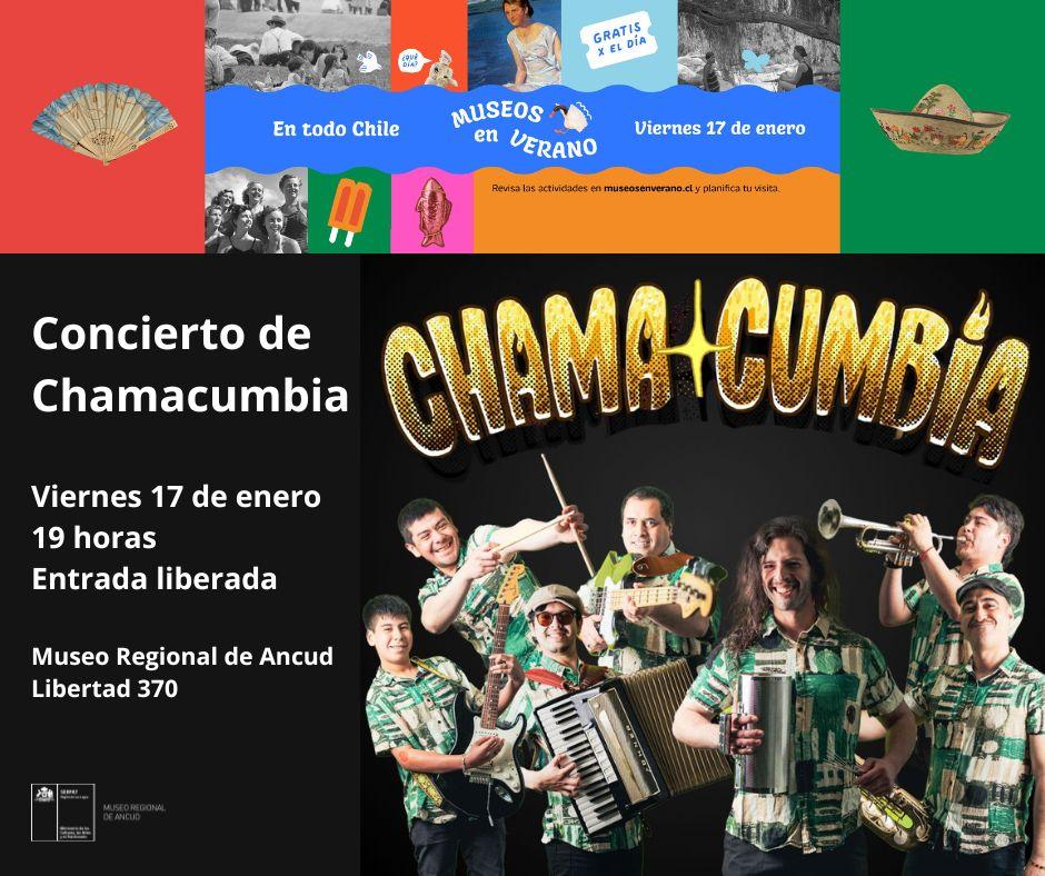 Afiche concierto Chamacumbia. Museos en Verano 2025