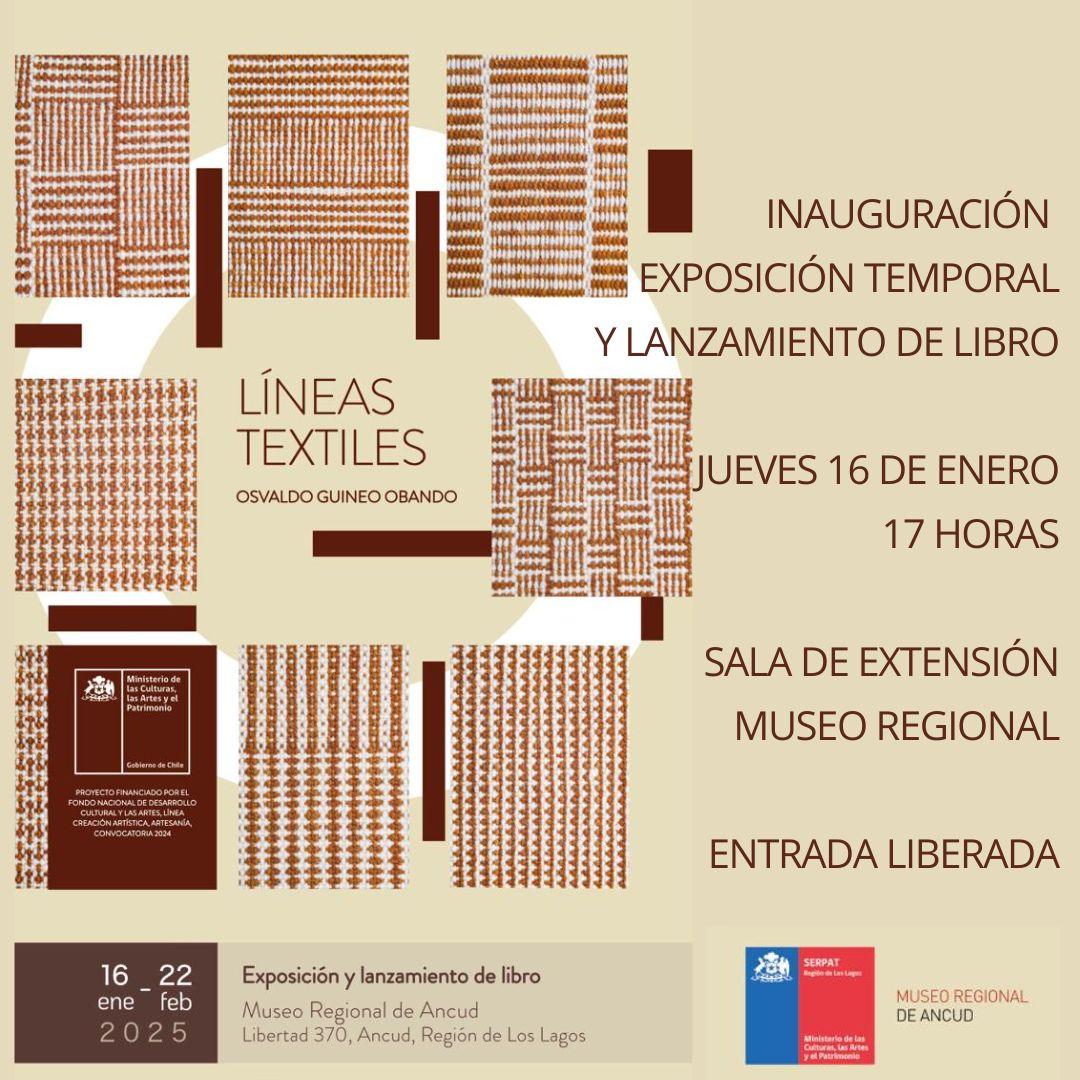 Afiche inauguración exposición Líneas textiles. Osvaldo Guineo Afiche inauguración exposición Líneas textiles. Osvaldo Guineo