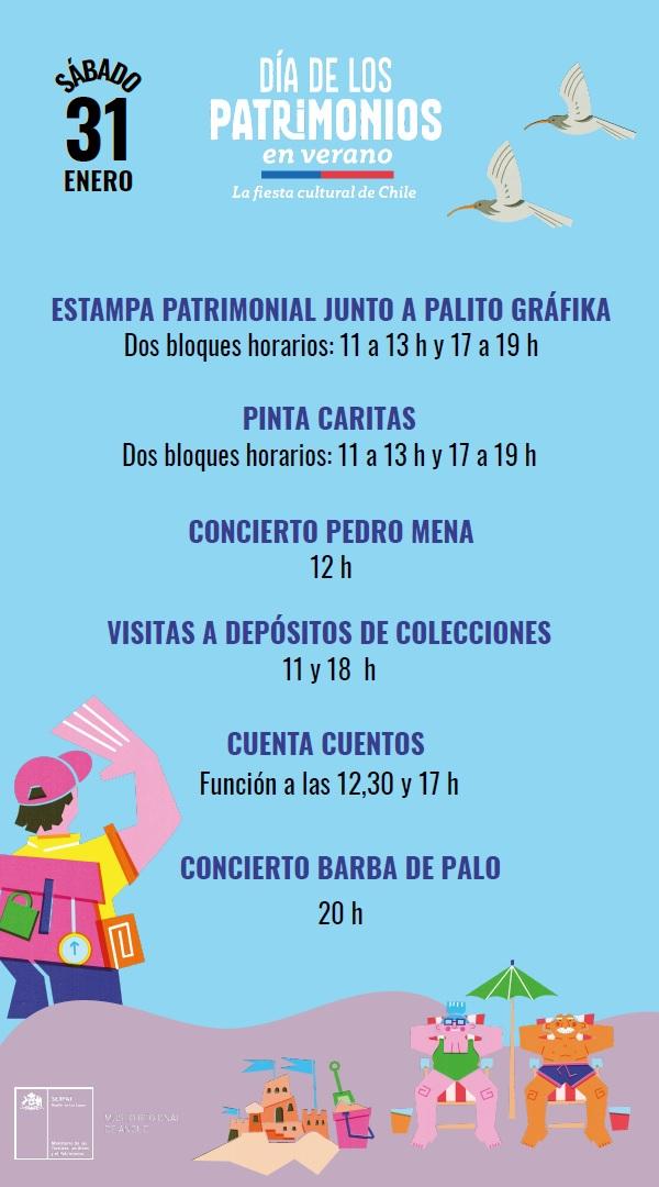 Afiche programación DPC Verano 2026 Museo Regional de Ancud