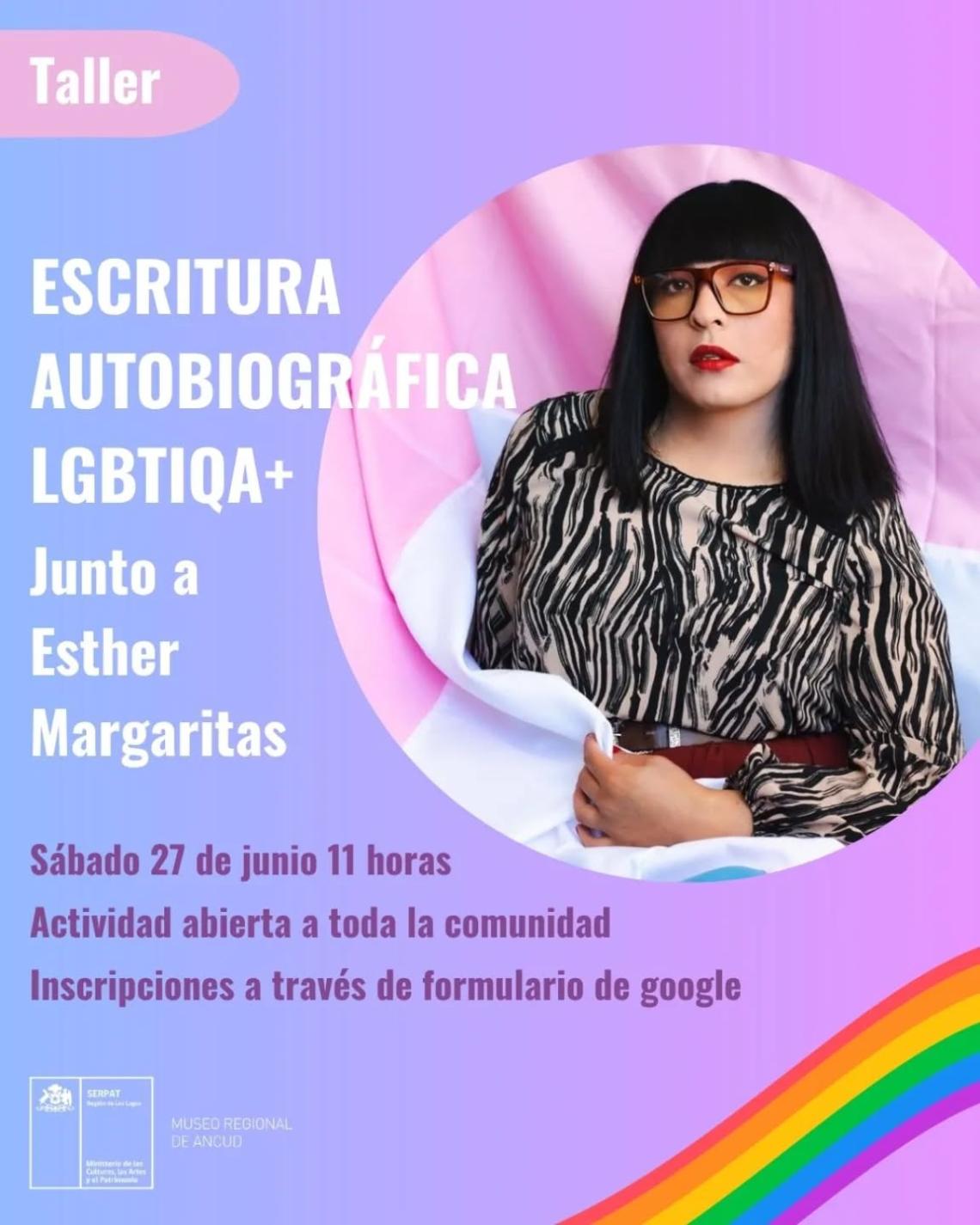 Afiche taller de escritura autobiografica LGBTIQ+